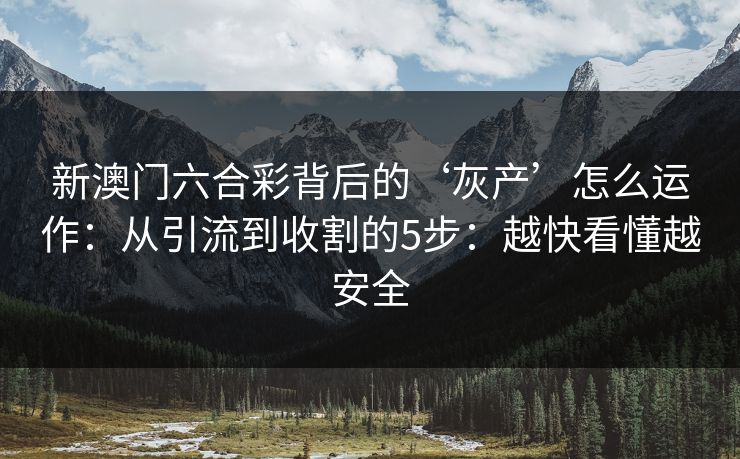 新澳门六合彩背后的‘灰产’怎么运作：从引流到收割的5步：越快看懂越安全