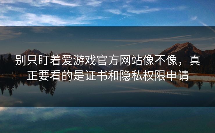 别只盯着爱游戏官方网站像不像，真正要看的是证书和隐私权限申请